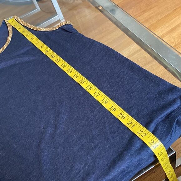 Michael Kors, Black knit tank top, with gold beading around arms and collar. M - Picture 10 of 14